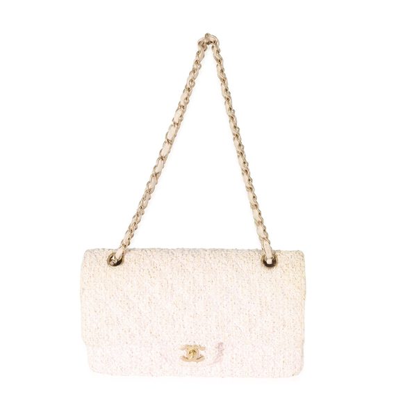 Chanel Pink Tweed Medium Classic Double Flap Bag - Picture 7 of 8